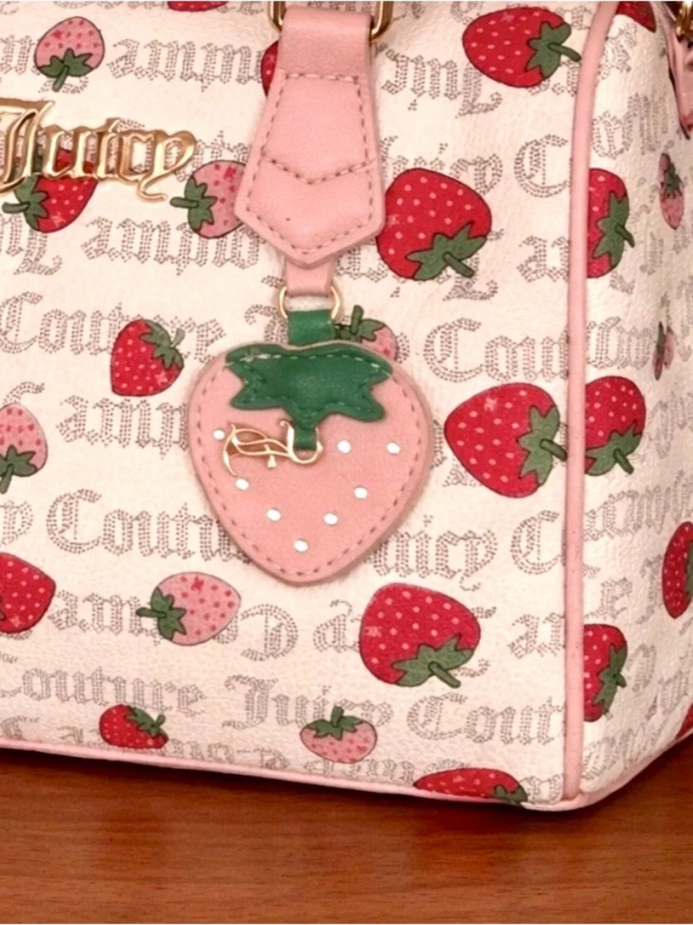 Juicy Couture Freshly Picked Strawberry Satchel W/ Heart Coin Wallet Purse NWT